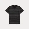 Rrl Striped Jersey Crewneck T-shirt In Black