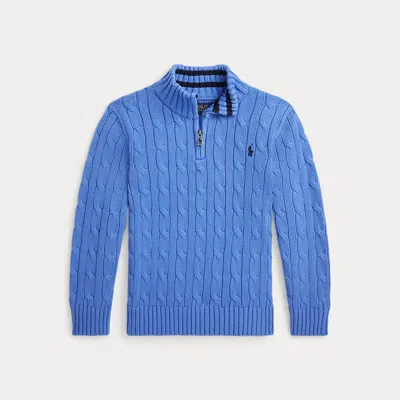 Ralph Lauren Kids' Cable-knit Cotton Jumper In Blue