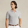 Polo Ralph Lauren Cotton-linen Striped Polo Shirt In Grey
