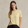 Polo Ralph Lauren Striped Organic Cotton Crewneck Tee In Yellow