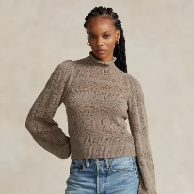 Polo Ralph Lauren Pointelle-knit Long-sleeved Jumper In Brown