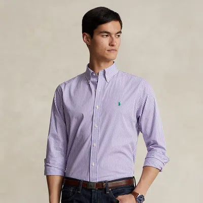Polo Ralph Lauren Striped Custom-fit Shirt In Blue