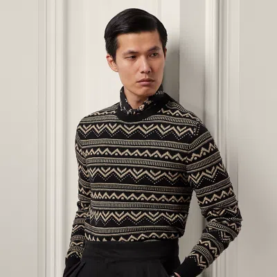 Ralph Lauren Purple Label Striped Relaxed-fit Silk And Cashmere-blend Jumper In Classic Black And Tan