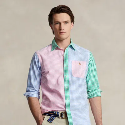 Polo Ralph Lauren Pink, Green And Blue Checkered Logo Patch Shirt In White