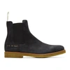 COMMON PROJECTS Black Waxed Suede Chelsea Boots