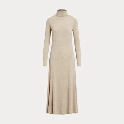 Polo Ralph Lauren Wool-blend Jersey Midi Dress In Beige