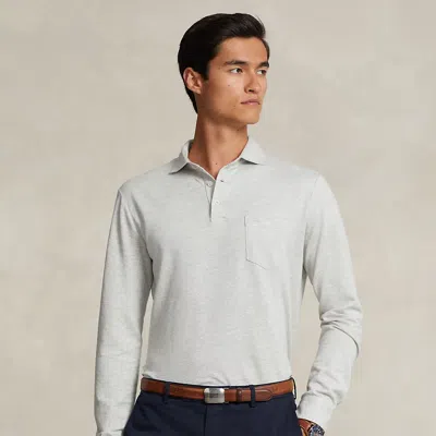 Polo Ralph Lauren Custom Slim Cotton-linen Oxford Polo In Grey