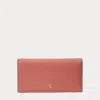 Laurèn Crosshatch Leather Slim Wallet In Pink