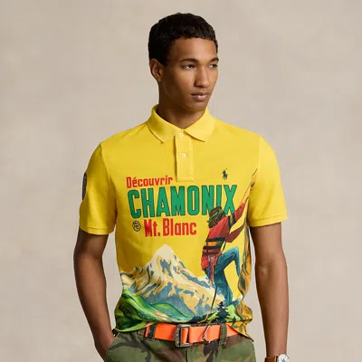 Polo Ralph Lauren Men's Classic-fit Mesh Graphic Polo Shirt In Canary Yellow Poster Print