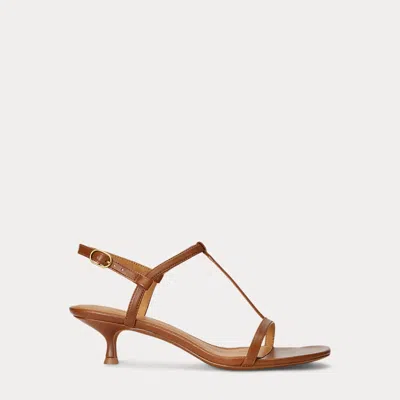 Polo Ralph Lauren Leather Low-heel Sandals In 褐色