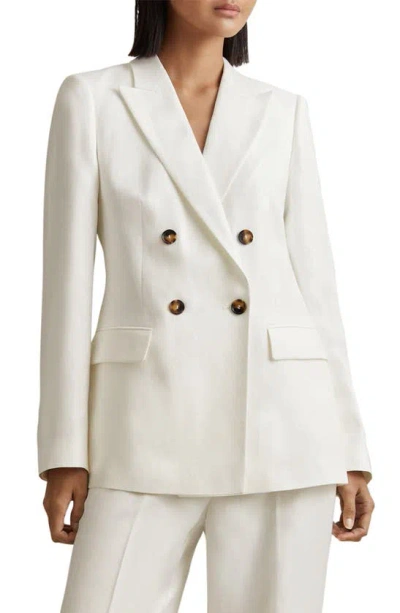 Reiss Lori - White Viscose Linen Double Breasted Suit: Blazer, Us 0