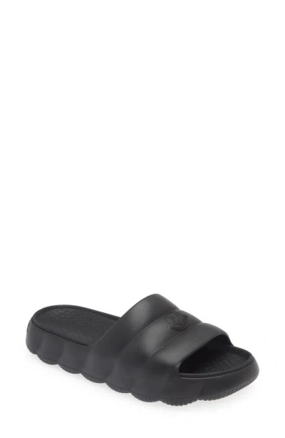 Moncler Lilo Faux-quilted Slides In Black
