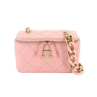 Pre-owned Chanel Vanity Pink Leather Clutch Bag ()