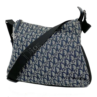 Dior Trotter Navy Canvas Shoulder Bag ()