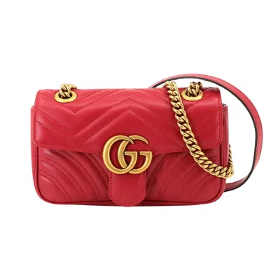 Gucci Gg Marmont Red Leather Shoulder Bag ()