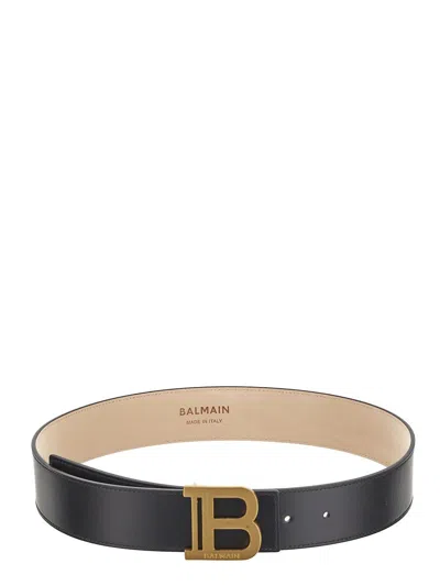 Balmain B Croc-embossed Leather Was Belt In Black