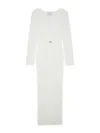 Casablanca Cut Out Boucle Sheer Dress In White