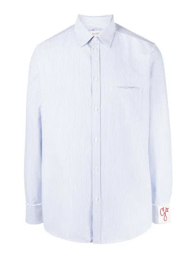 Golden Goose Striped Shirt With Embroidery In White