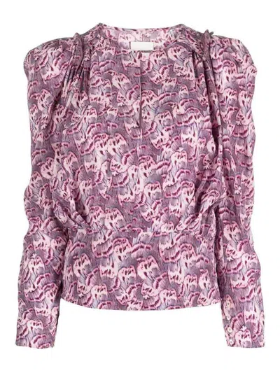 Isabel Marant Graphic-print Silk-blend Blouse In Purple