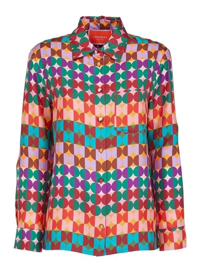 La Doublej Abstract Dot-print Silk Boy Shirt In Multicolour