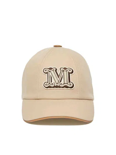 Max Mara Logo Embroidered Baseball Cap In Camel