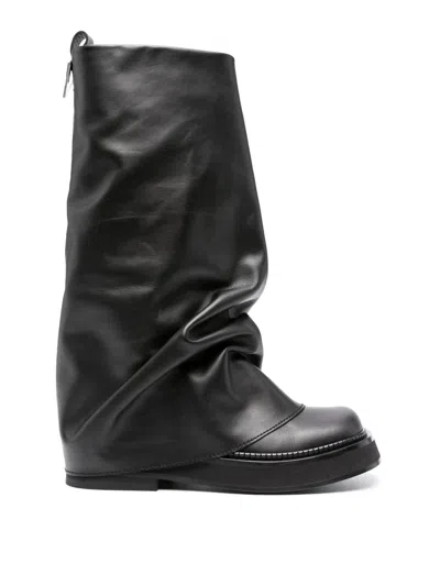 Attico Robin Leather Boots In Black