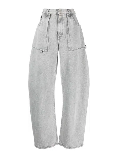 Attico Effie Wide Leg Jeans In Grey