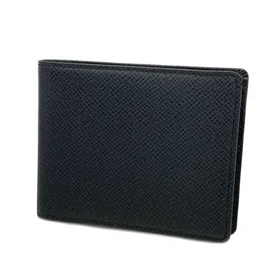 Pre-owned Louis Vuitton Taiga Black Leather Wallet  ()
