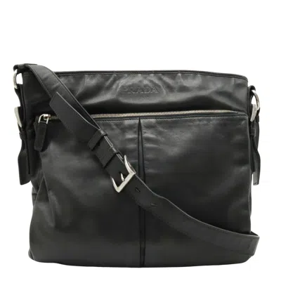 Prada Messenger Black Leather Shoulder Bag ()