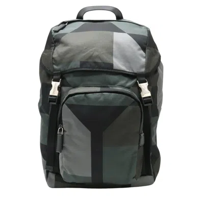 Prada Re-nylon Black Synthetic Backpack Bag () In Green