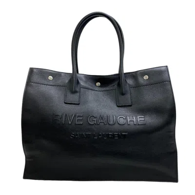 Saint Laurent Rive Gauche Black Leather Tote Bag ()