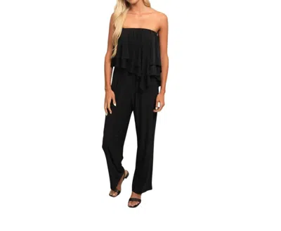 Pine Apparel Strapless Overlay Jumpsuit In Black