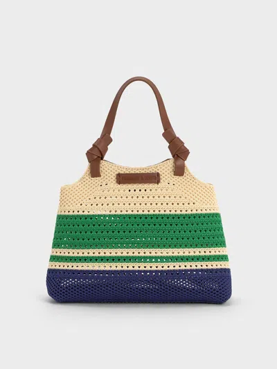 Charles & Keith Ida Striped Knotted Handle Tote Bag In Multi