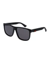 Gucci Square Acetate Sunglasses, Black In Black