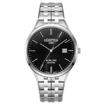 Pre-owned Roamer 512833 41 55 20 Men's Slim Line Classic Wristwatch In Silver/black
