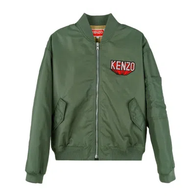 Kenzo Logo Bomber Jacket In Khaki
