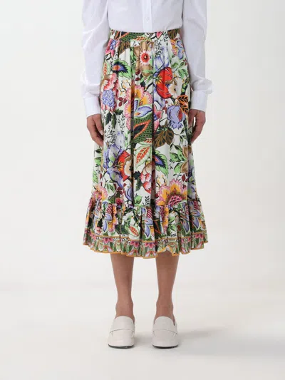 Etro Printed Cotton Ruffled Midi Skirt In Multicolour