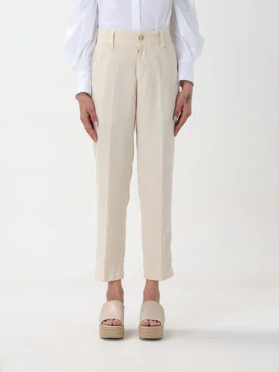 Pt01 Gabrielle - Viscose And Linen Trousers In Ivory