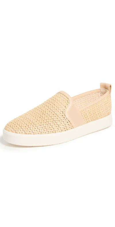 Vince Blair Raffia Slip-on Trainers In Natural