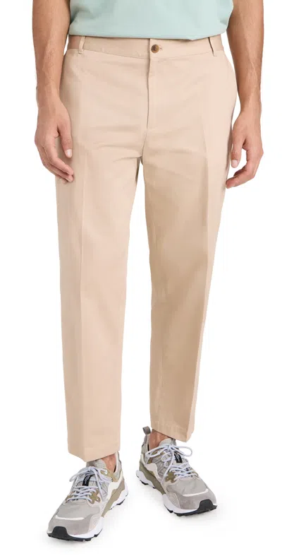 Maison Kitsuné Straight Cotton Chino Trousers In Beige
