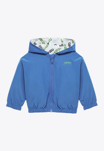 Kenzo Babies Logo Zip-up Jacket In Blue
