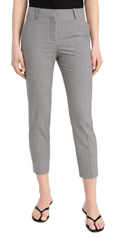 Theory Treeca Cropped Slim Check Trousers In Black Multi