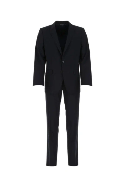 Dolce & Gabbana Stretch Wool Tuxedo In Midnight Shade In Black