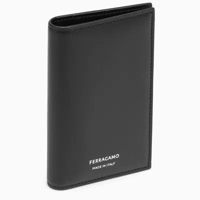 Ferragamo Black Leather Card Holder With Logo Men