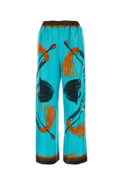 Gucci Woman Printed Twill Pant In Multicolor