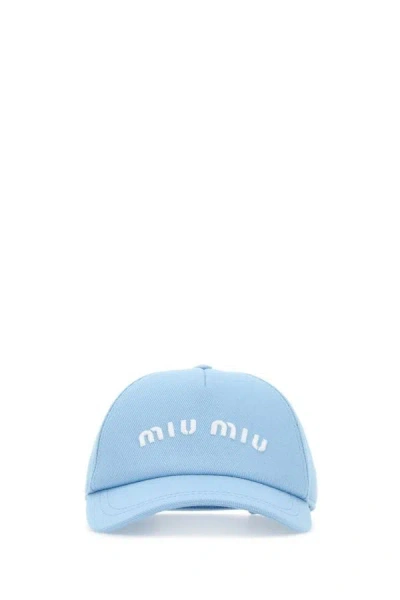 Miu Miu Logo Embroidered Baseball Cap In Light Blue