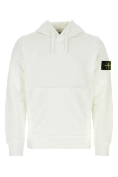 Stone Island Man White Cotton Sweatshirt