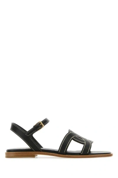 Tod's Woman Black Leather Sandals