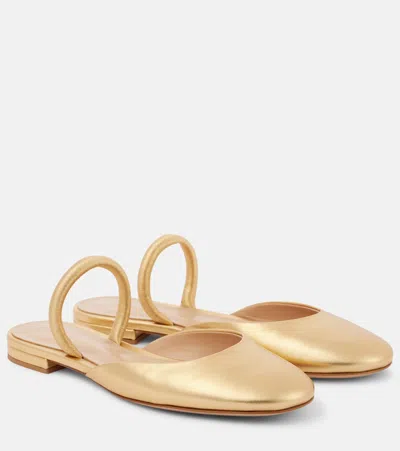 Gianvito Rossi Metallic Leather Ballet Flats In Gold
