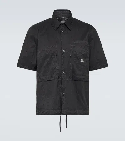C.p. Company Light Microweave Laminated Shirt In Black